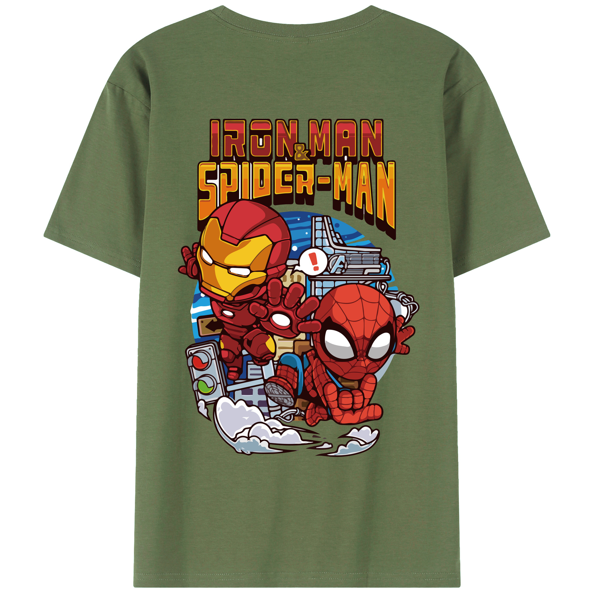 （画像用） アベンジャーズ The Avengers 綿100％ メンズ半袖Tシャツ（バックプリント） 通気性